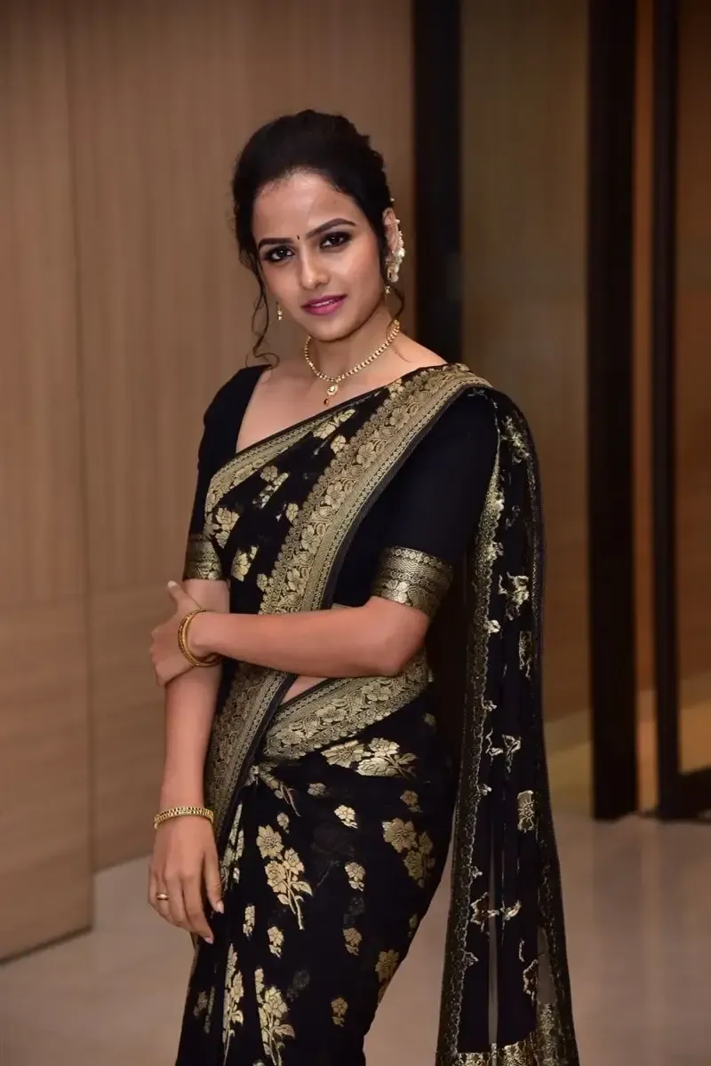 Actress Vaishnavi Chaitanya in Black Saree at Baby Movie Celebrations